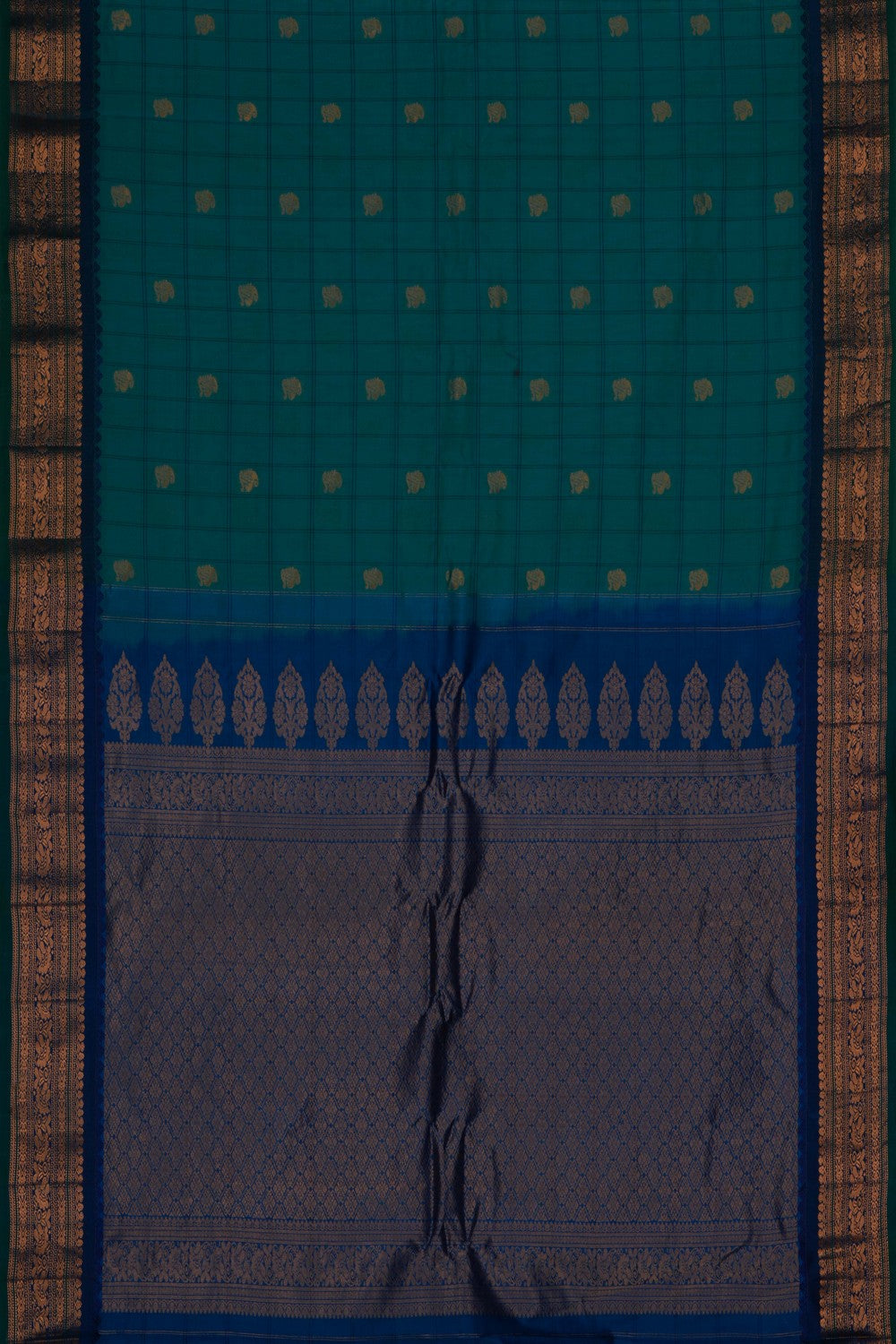 Image of Gadwal Cotton Silk Blue Saree